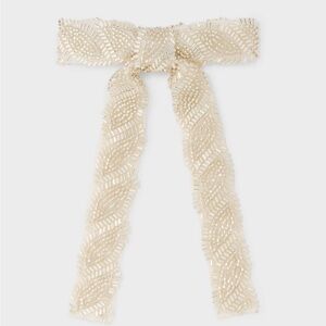 Elegant Beaded Cream Sash